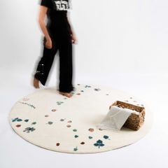 Thảm Tròn Lông Sợi Ngắn Alice Họa Tiết Lá Hoa Rơi