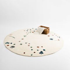 Thảm Tròn Lông Sợi Ngắn Alice Họa Tiết Lá Hoa Rơi