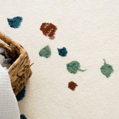 Thảm Tròn Lông Sợi Ngắn Alice Họa Tiết Lá Hoa Rơi