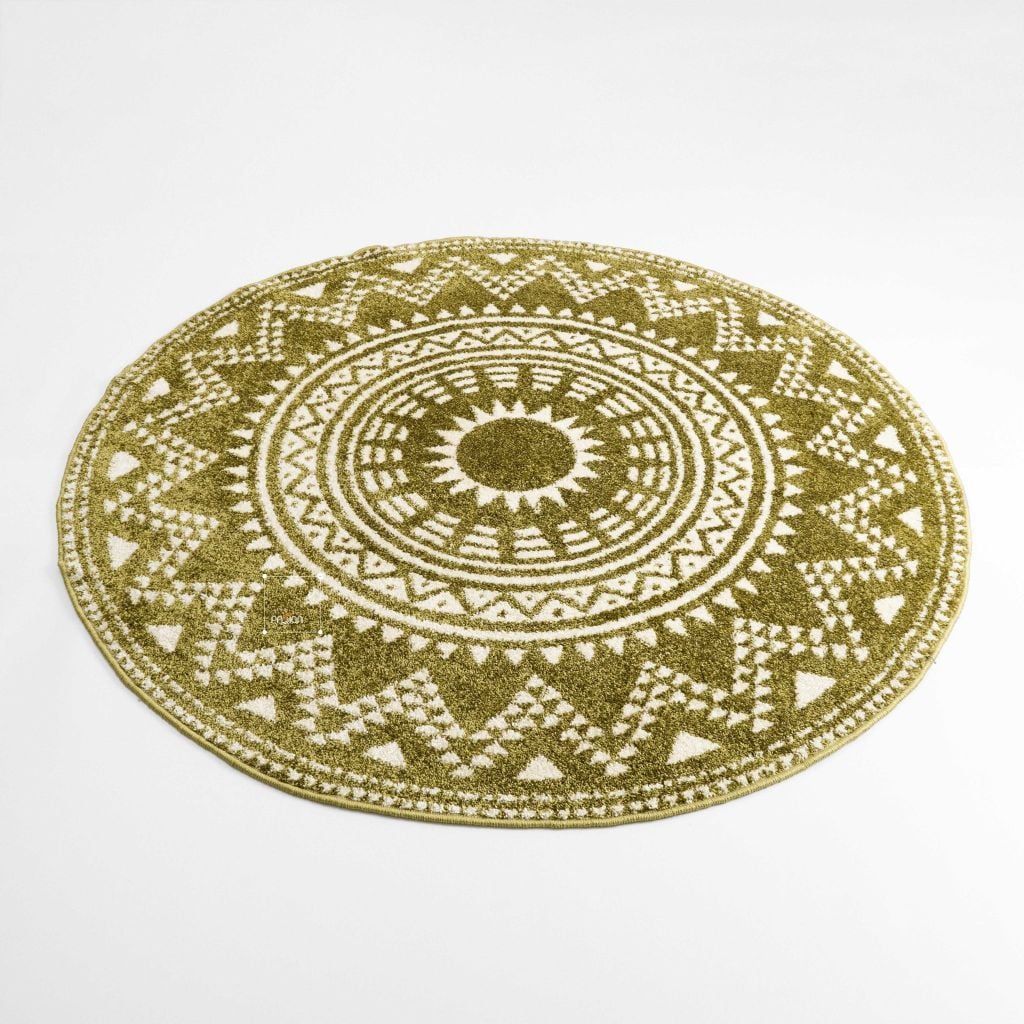 Thảm Tròn Lông Ngắn Trải Sàn Họa Tiết Hoa Văn Trống Đồng