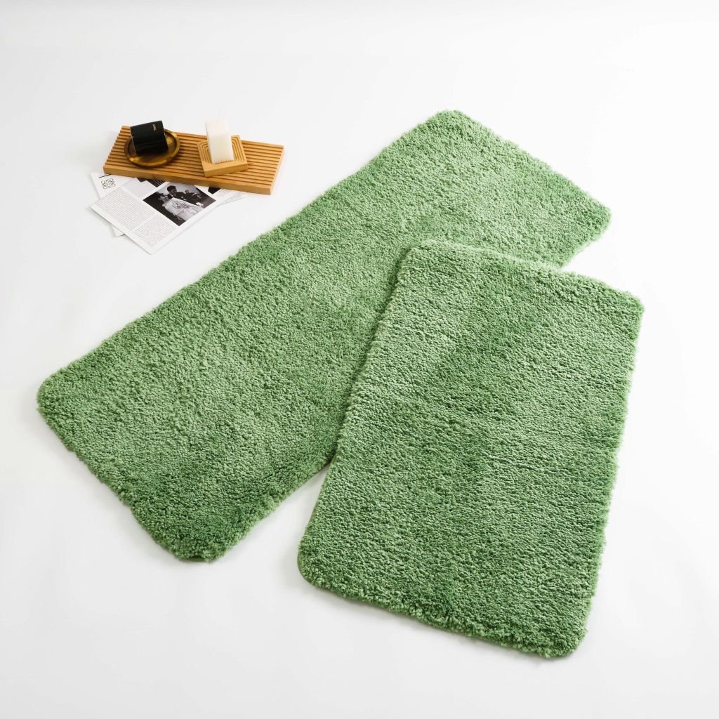 Set 2 Thảm Bếp Sợi Len Siêu Thấm Trơn Màu Giặt Máy