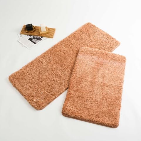 Set 2 Thảm Bếp Sợi Len Siêu Thấm Trơn Màu Giặt Máy