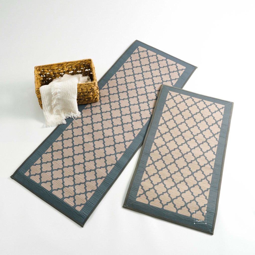 Thảm Bếp Canvas Chần Bông Chống Trượt Chống Sốc Hoa Văn Cao Cấp