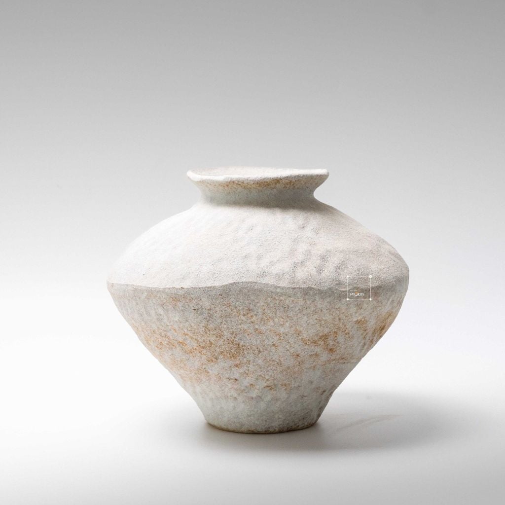Bình Hoa Gốm Sứ Thủ Công Phong Cách Jingdezhen Wabi Sabi Trắng Xám