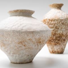 Bình Hoa Gốm Sứ Thủ Công Phong Cách Jingdezhen Wabi Sabi Trắng Xám