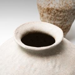 Bình Hoa Gốm Sứ Thủ Công Phong Cách Jingdezhen Wabi Sabi Trắng Xám