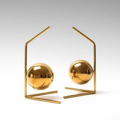 Chặn Sách Hình Khối Tròn Đối Xứng Kim Loại Vàng