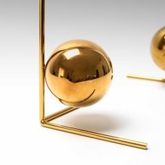 Chặn Sách Hình Khối Tròn Đối Xứng Kim Loại Vàng