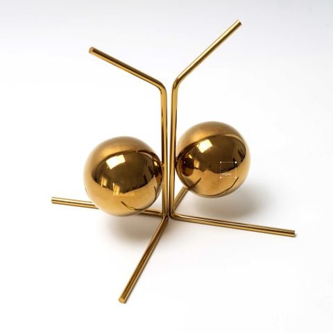 Chặn Sách Hình Khối Tròn Đối Xứng Kim Loại Vàng