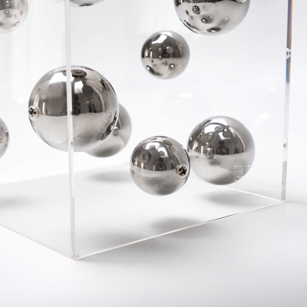 Tượng Hình Chữ Nhật Trang Trí Để Bàn Hình Bọt Tròn Bạc