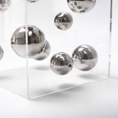 Tượng Hình Chữ Nhật Trang Trí Để Bàn Hình Bọt Tròn Bạc