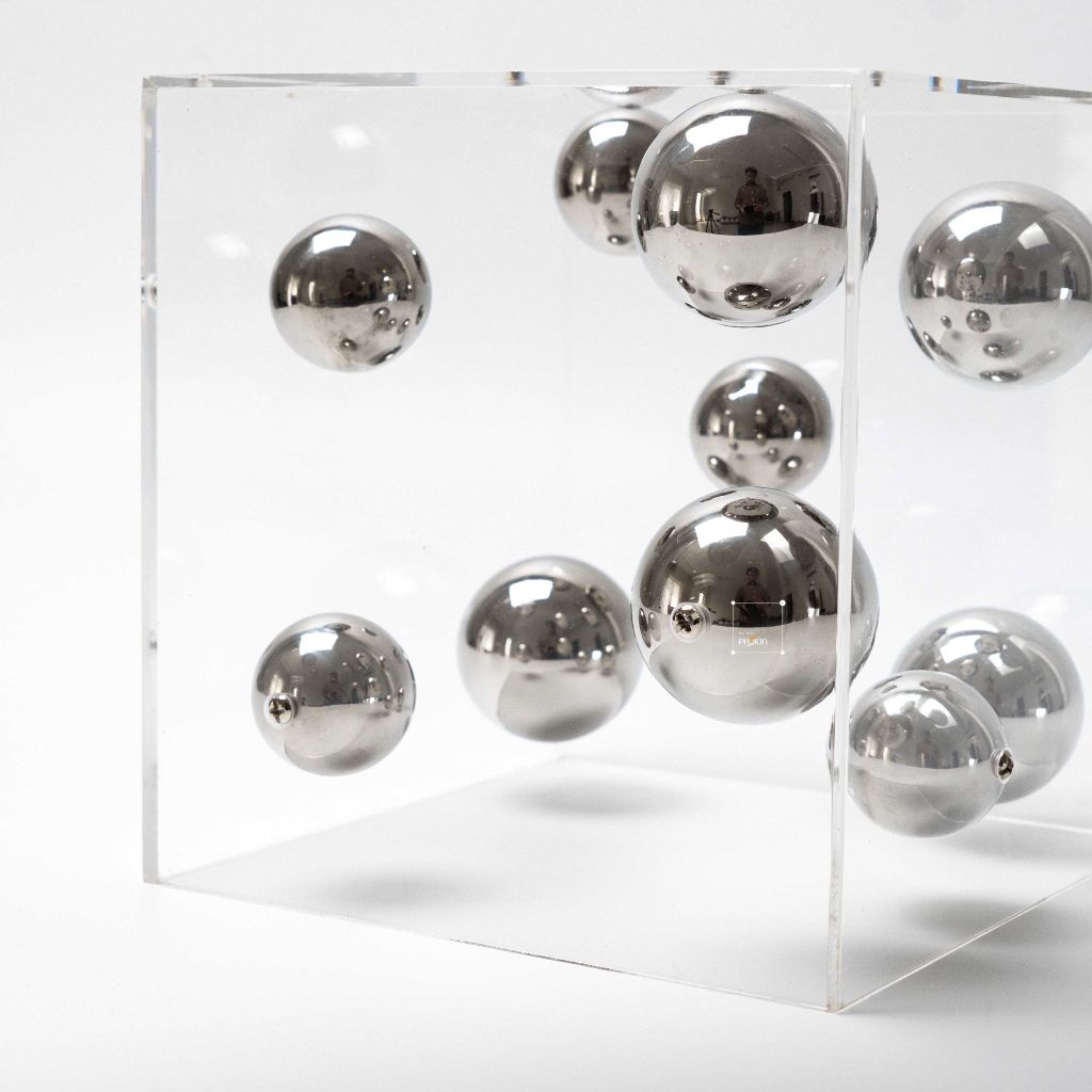 Tượng Hình Chữ Nhật Trang Trí Để Bàn Hình Bọt Tròn Bạc