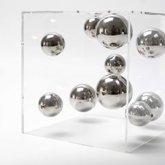 Tượng Hình Chữ Nhật Trang Trí Để Bàn Hình Bọt Tròn Bạc