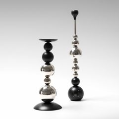 Chân Nến Hình Bóng Tròn Đen Bạc Decor Bàn Tiệc Sang Trọng