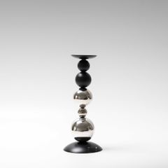 Chân Nến Hình Bóng Tròn Đen Bạc Decor Bàn Tiệc Sang Trọng