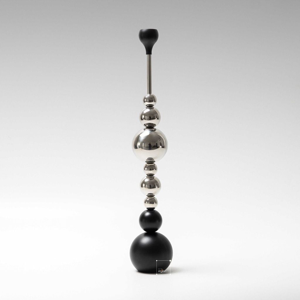 Chân Nến Hình Bóng Tròn Đen Bạc Decor Bàn Tiệc Sang Trọng