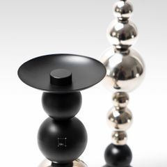 Chân Nến Hình Bóng Tròn Đen Bạc Decor Bàn Tiệc Sang Trọng