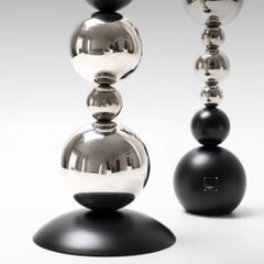 Chân Nến Hình Bóng Tròn Đen Bạc Decor Bàn Tiệc Sang Trọng