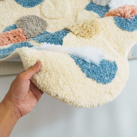Thảm Trải Sàn 3D Dệt Nổi Họa Tiết Hoa Lá Trải Chân Giường