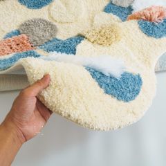 Thảm Trải Sàn 3D Dệt Nổi Họa Tiết Hoa Lá Trải Chân Giường