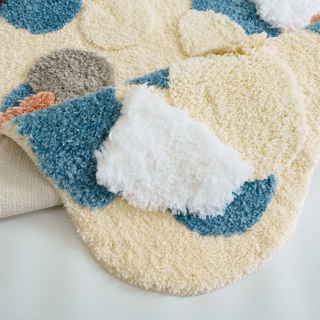 Thảm Trải Sàn 3D Dệt Nổi Họa Tiết Hoa Lá Trải Chân Giường