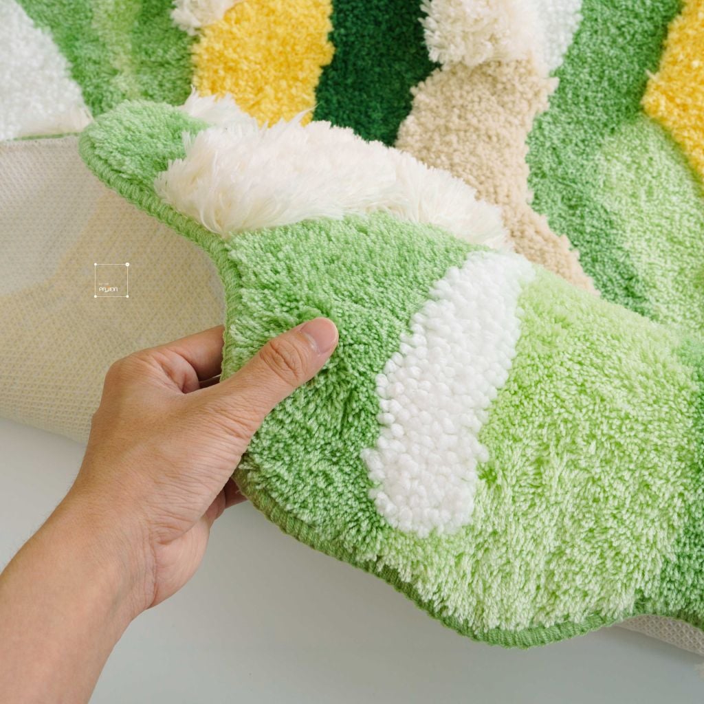 Thảm Trải Sàn 3D Dệt Nổi Họa Tiết Hoa Lá Trải Chân Giường