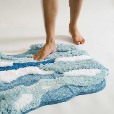 Thảm Trải Sàn 3D Dệt Nổi Họa Tiết Hoa Lá Trải Chân Giường