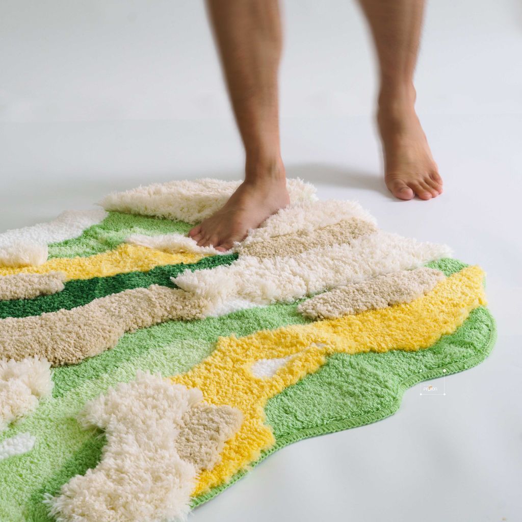 Thảm Trải Sàn 3D Dệt Nổi Họa Tiết Hoa Lá Trải Chân Giường