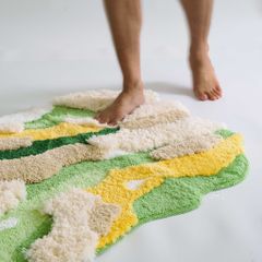 Thảm Trải Sàn 3D Dệt Nổi Họa Tiết Hoa Lá Trải Chân Giường