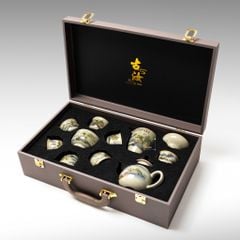 Bộ Ấm Trà Gốm Mộc Hình Phong Cảnh Kungfu Set 11 Món