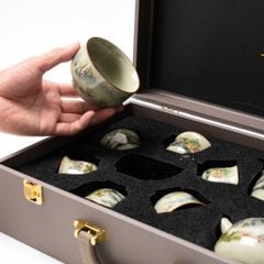 Bộ Ấm Trà Gốm Mộc Hình Phong Cảnh Kungfu Set 11 Món