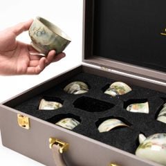 Bộ Ấm Trà Gốm Mộc Hình Phong Cảnh Kungfu Set 11 Món