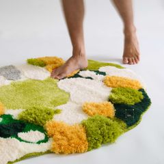 Thảm Trải Sàn 3D Dệt Nổi Họa Tiết Hoa Lá Trải Chân Giường