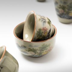 Bộ Ấm Trà Gốm Mộc Hình Phong Cảnh Kungfu Set 11 Món