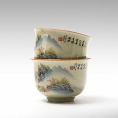 Bộ Ấm Trà Gốm Mộc Hình Phong Cảnh Kungfu Set 11 Món