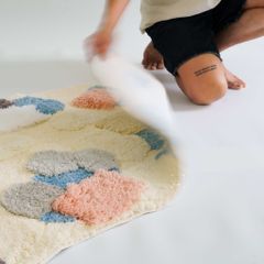 Thảm Trải Sàn 3D Dệt Nổi Họa Tiết Hoa Lá Trải Chân Giường