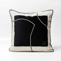 Vỏ Gối Tựa Lưng Sofa Retro Tông Đen Xám Kiểu Mỹ