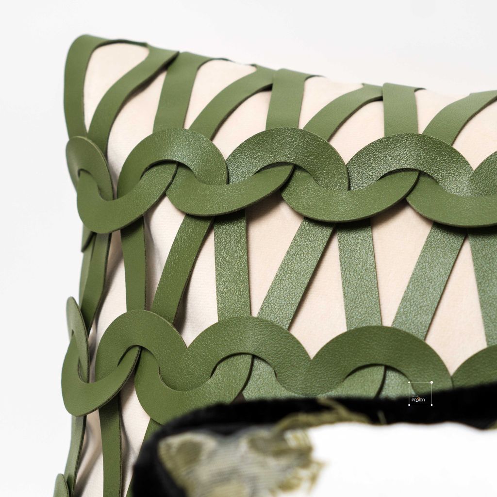 Vỏ Gối Tựa Lưng Phong Cách Bắc Âu Xanh Green Phối Be