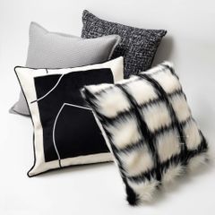 Vỏ Gối Tựa Lưng Sofa Retro Tông Đen Xám Kiểu Mỹ