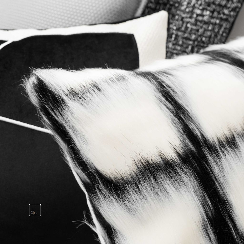 Vỏ Gối Tựa Lưng Sofa Retro Tông Đen Xám Kiểu Mỹ