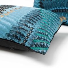 Vỏ Gối Tựa Lưng Cao Cấp Hình Họa Tiết Phượng Hoàng Xanh