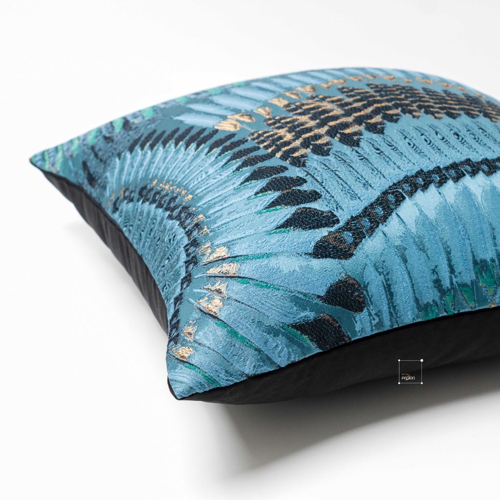 Vỏ Gối Tựa Lưng Cao Cấp Hình Họa Tiết Phượng Hoàng Xanh