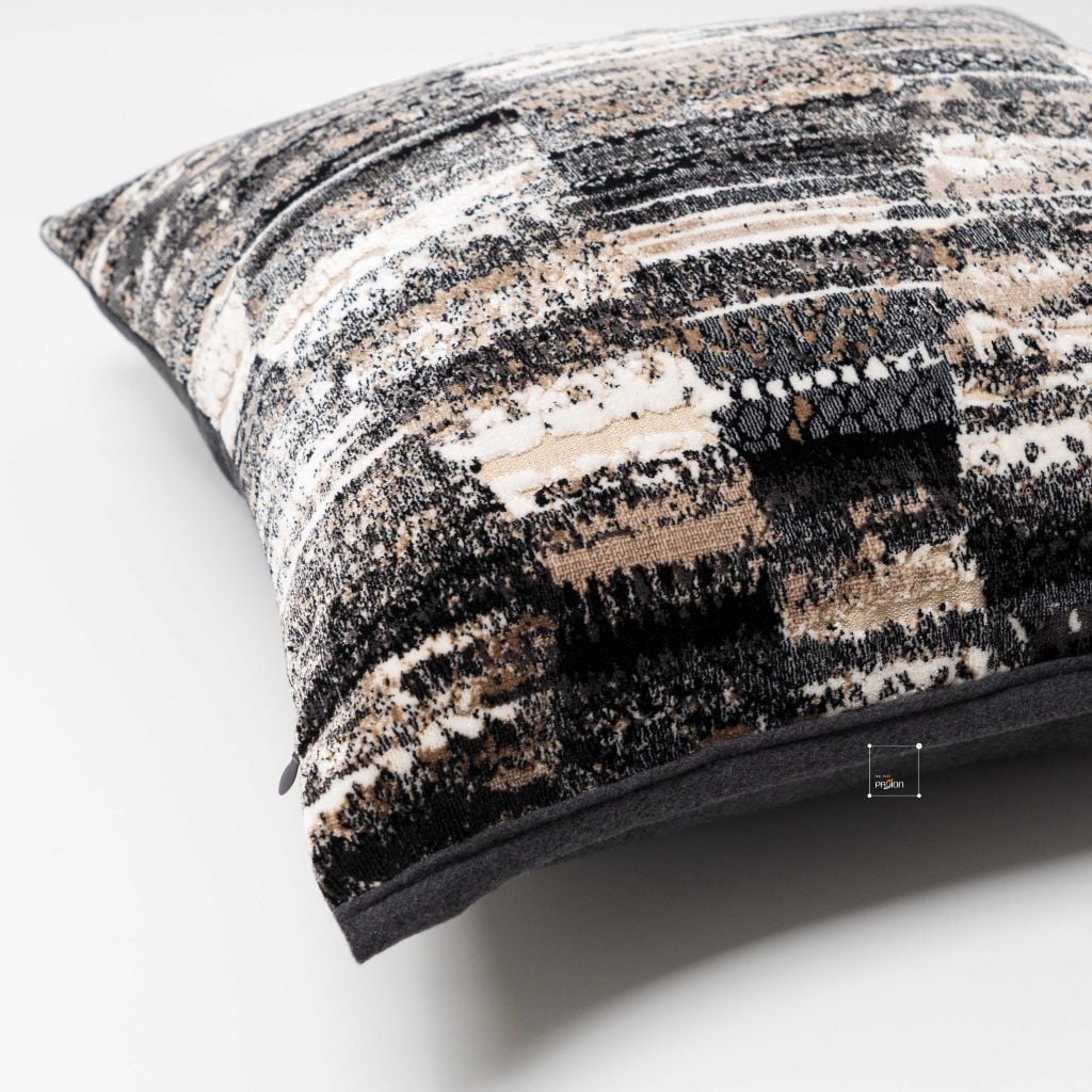 Vỏ Gối Tựa Lưng Sofa Cao Cấp Họa Tiết Nhung Xám Cafe