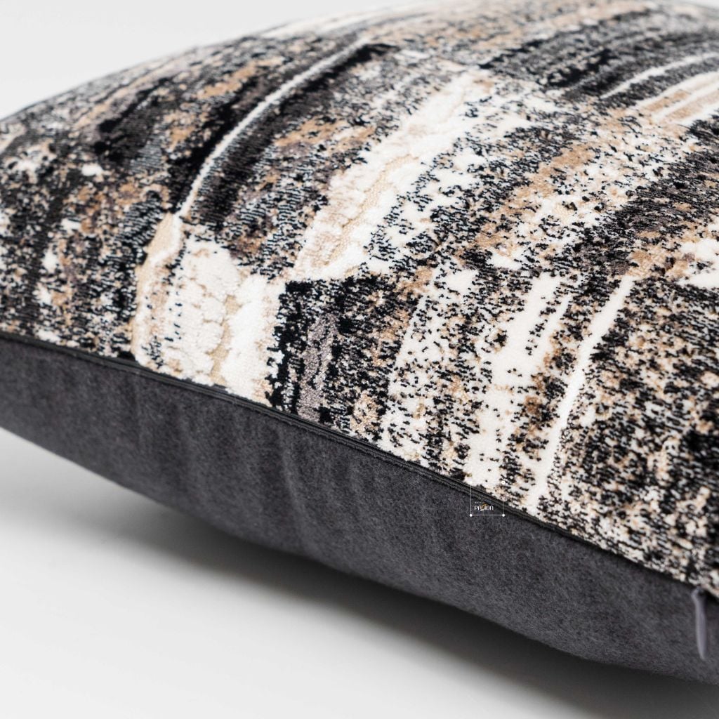 Vỏ Gối Tựa Lưng Sofa Cao Cấp Họa Tiết Nhung Xám Cafe