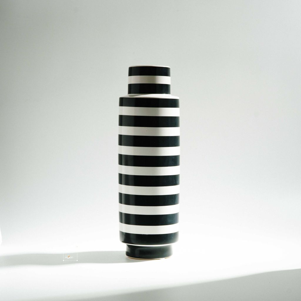 Bình Gốm Trang Trí Thiết Kế Sáng Tạo Sọc Trắng Đen