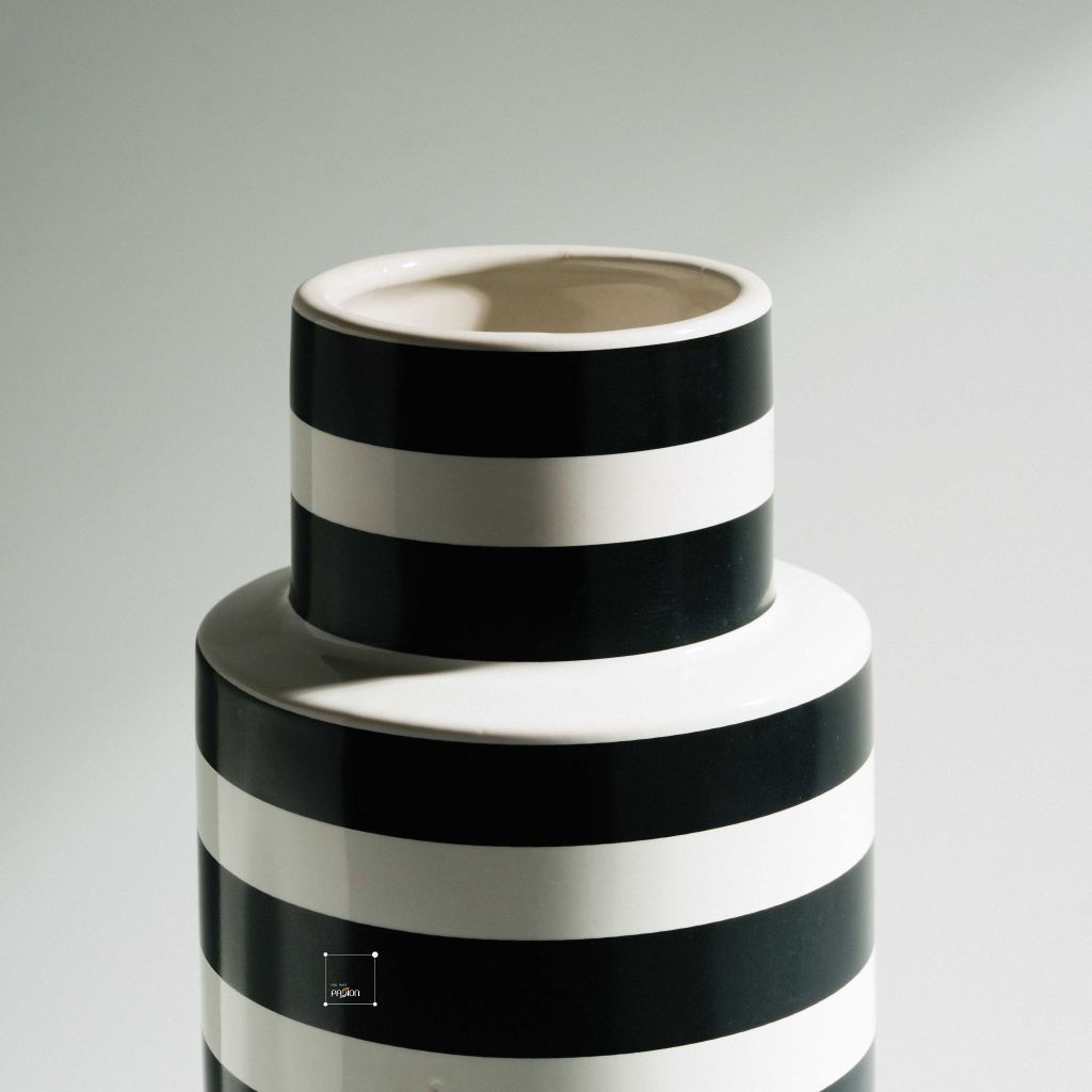 Bình Gốm Trang Trí Thiết Kế Sáng Tạo Sọc Trắng Đen