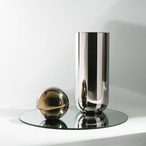 Bình Hoa Nghệ Thuật Inox Mạ Điện Cao Cấp Set Bộ 3 Bình Hoa Inox