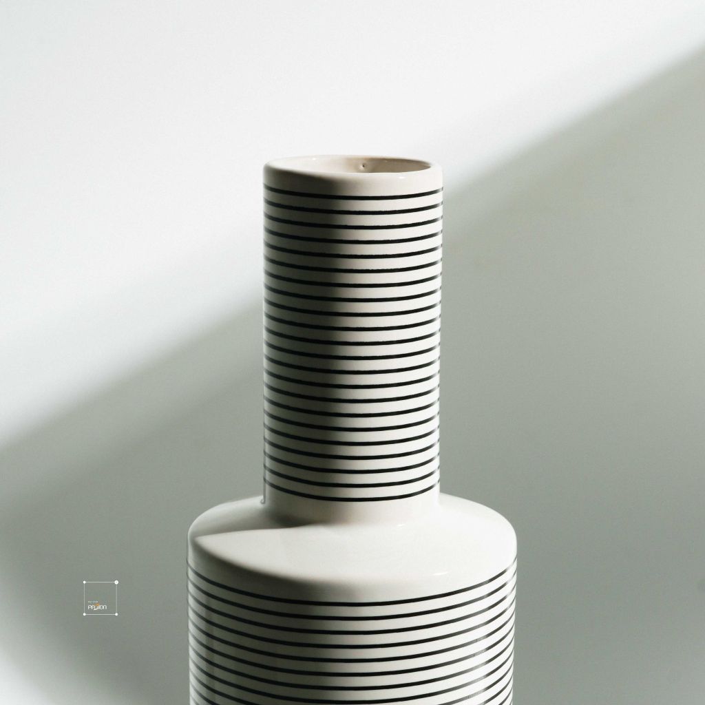 Bình Gốm Trang Trí Thiết Kế Sáng Tạo Sọc Trắng Đen