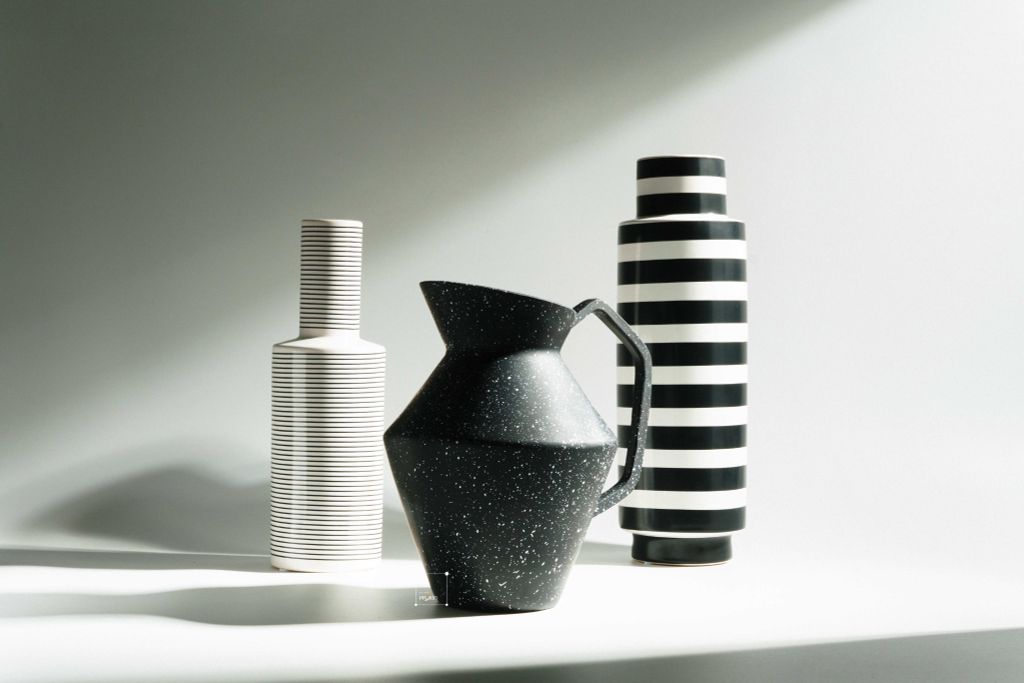 Bình Gốm Trang Trí Thiết Kế Sáng Tạo Sọc Trắng Đen