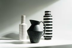 Bình Gốm Trang Trí Thiết Kế Sáng Tạo Sọc Trắng Đen